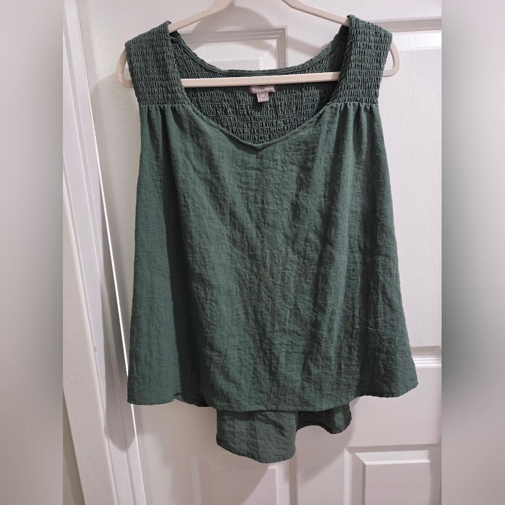 Falls Creek Dark Green Textured Tank Top